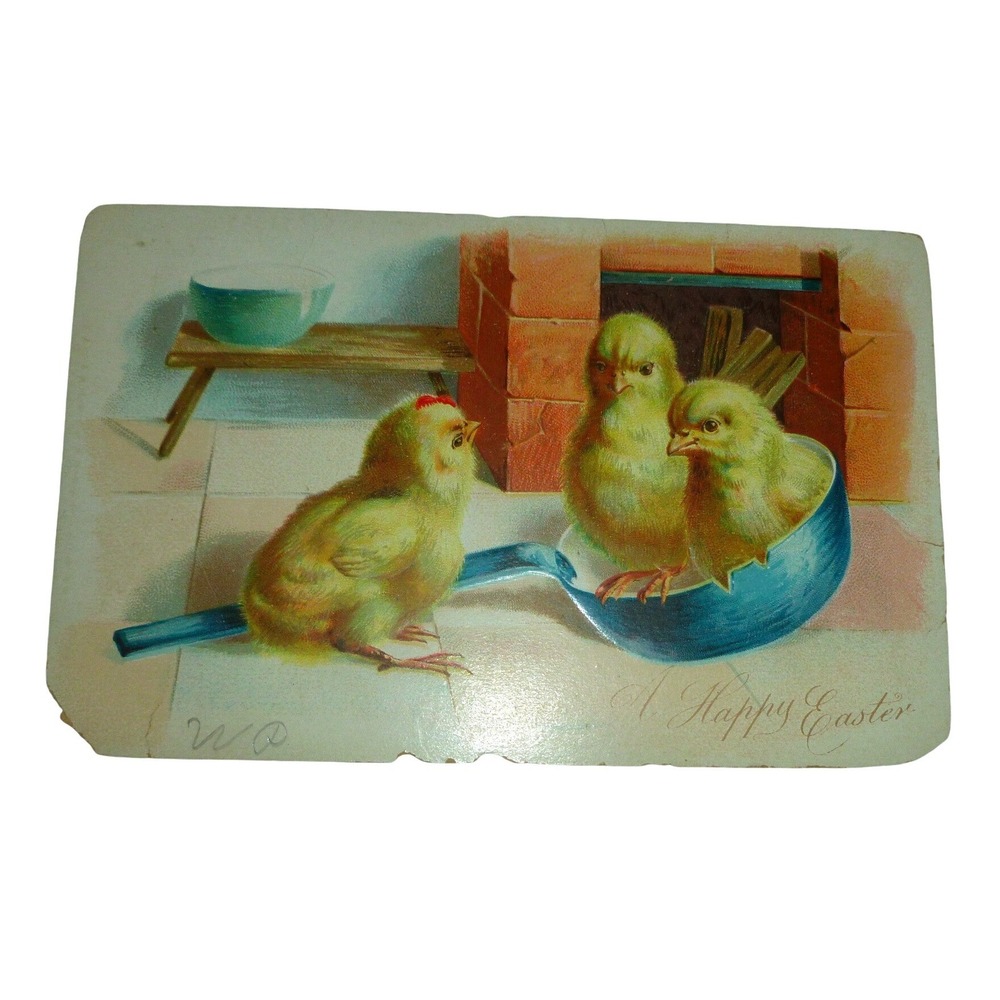 Vintage Raphael Tuck & Sons Easter Postcard Chicks in Ladle Germany Litho